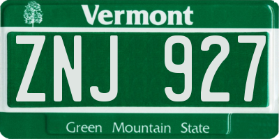 VT license plate ZNJ927