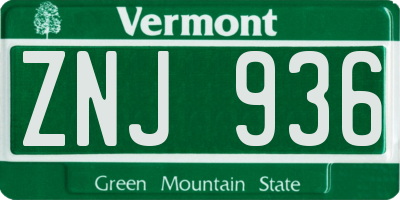 VT license plate ZNJ936