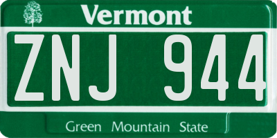 VT license plate ZNJ944