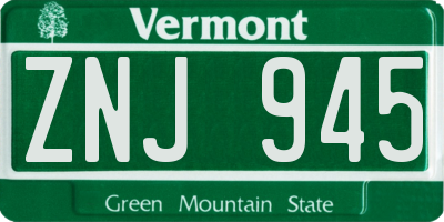 VT license plate ZNJ945