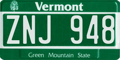 VT license plate ZNJ948