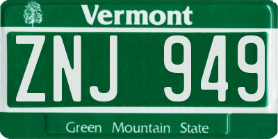VT license plate ZNJ949