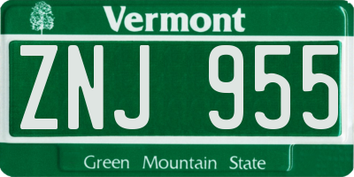 VT license plate ZNJ955