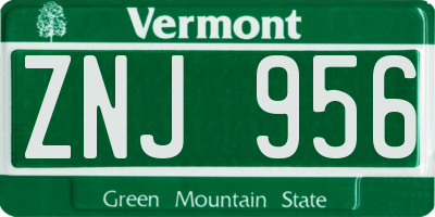 VT license plate ZNJ956