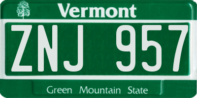 VT license plate ZNJ957