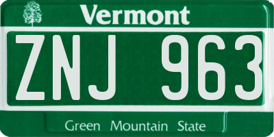 VT license plate ZNJ963
