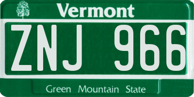 VT license plate ZNJ966