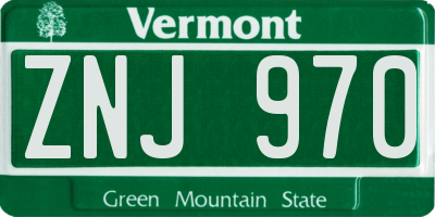 VT license plate ZNJ970