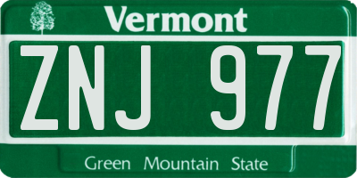 VT license plate ZNJ977