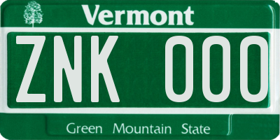 VT license plate ZNK000