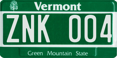 VT license plate ZNK004