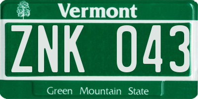 VT license plate ZNK043