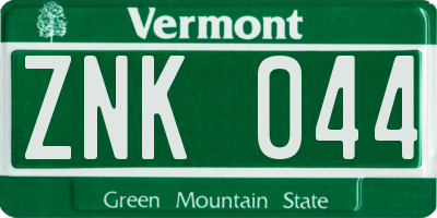 VT license plate ZNK044