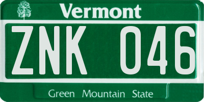 VT license plate ZNK046