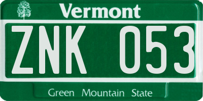 VT license plate ZNK053
