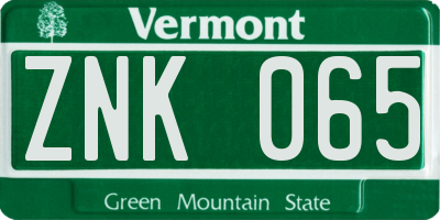 VT license plate ZNK065