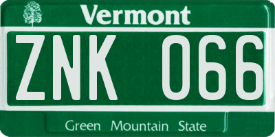 VT license plate ZNK066