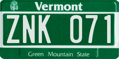VT license plate ZNK071