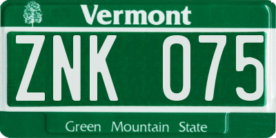 VT license plate ZNK075