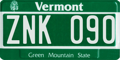 VT license plate ZNK090