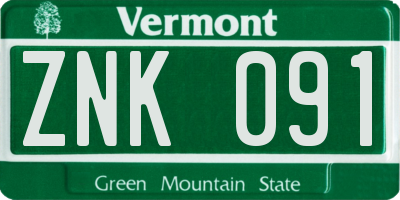 VT license plate ZNK091