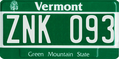 VT license plate ZNK093