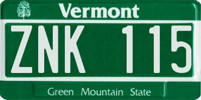 VT license plate ZNK115