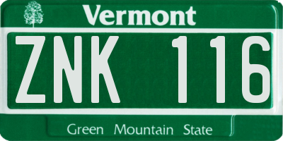 VT license plate ZNK116