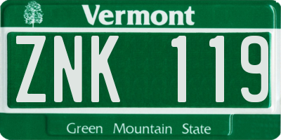 VT license plate ZNK119