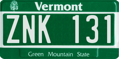 VT license plate ZNK131