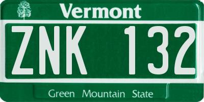 VT license plate ZNK132
