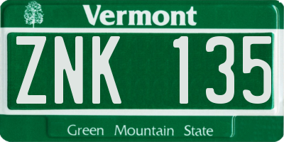 VT license plate ZNK135
