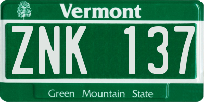VT license plate ZNK137