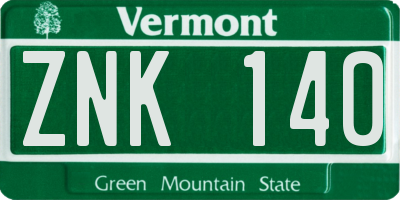 VT license plate ZNK140