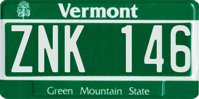 VT license plate ZNK146