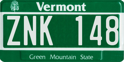 VT license plate ZNK148