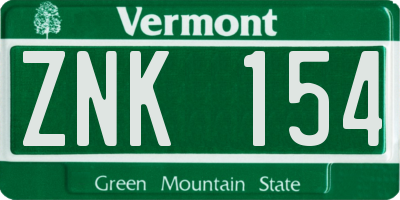 VT license plate ZNK154