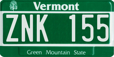 VT license plate ZNK155