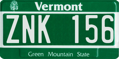 VT license plate ZNK156