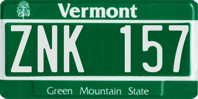 VT license plate ZNK157