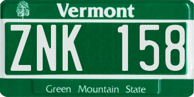 VT license plate ZNK158