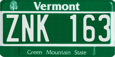 VT license plate ZNK163