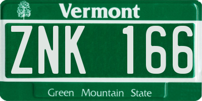 VT license plate ZNK166