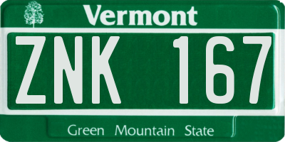 VT license plate ZNK167