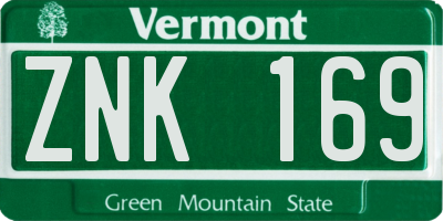 VT license plate ZNK169