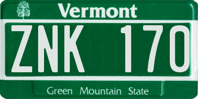 VT license plate ZNK170