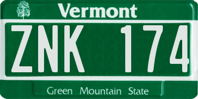 VT license plate ZNK174