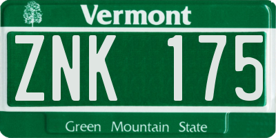 VT license plate ZNK175