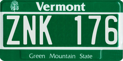 VT license plate ZNK176