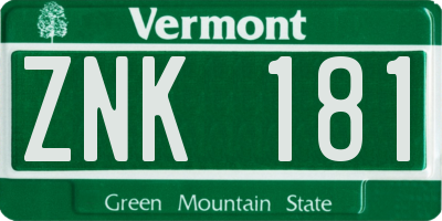 VT license plate ZNK181